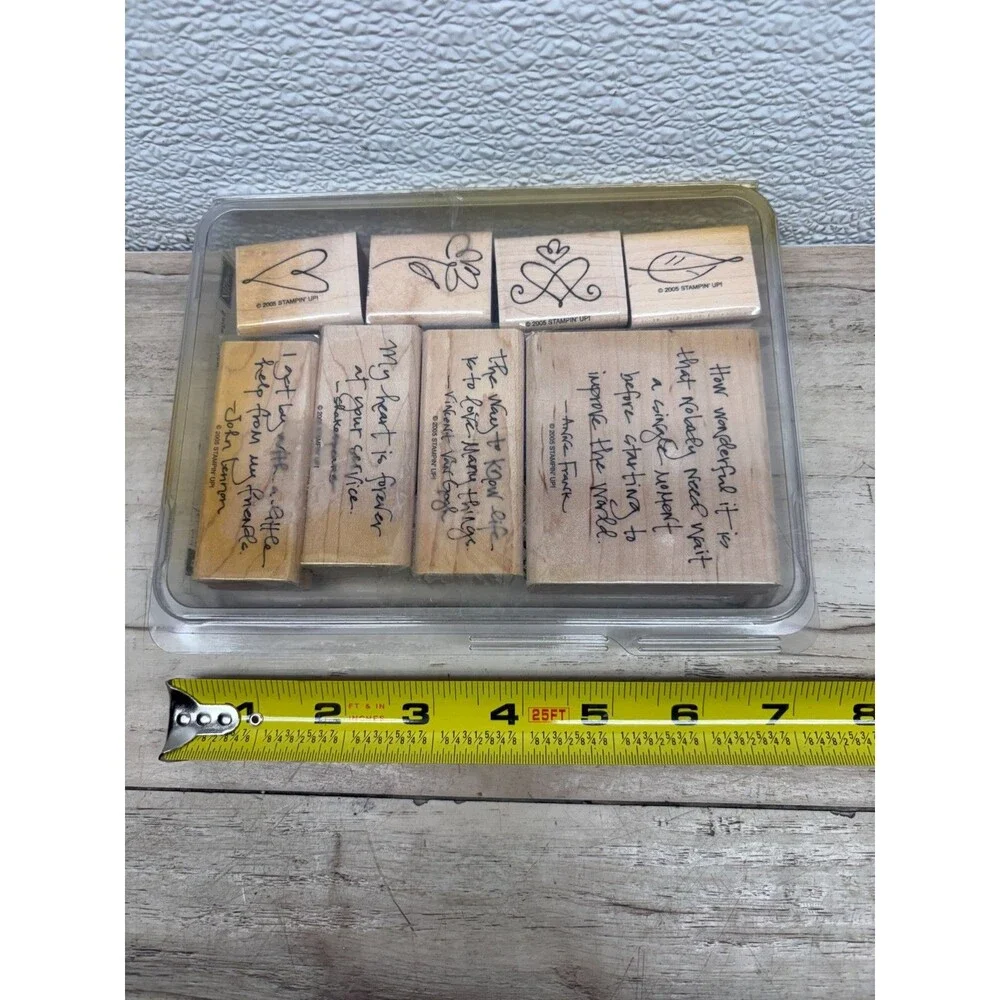 2005 Stampin Up Sage Advice Set Of 8 Wood Monted Rubber Stamps